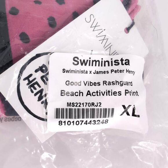 Swiminista x James Peter Henry Good Vibes Rashguard Beach Activities Pink XL NWT - Picture 6 of 15